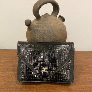 Vintage Courreges Black Croc Clutch